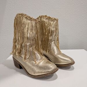 Gold Fringe Ankle Boots